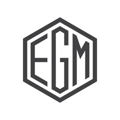 three-letter initials hexagon logo black