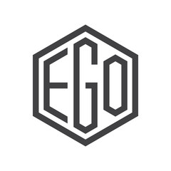three-letter initials hexagon logo black