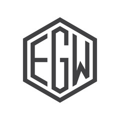 three-letter initials hexagon logo black