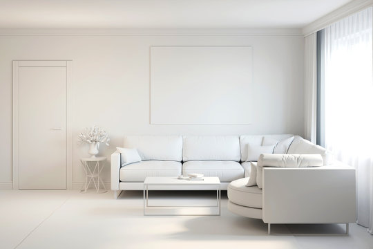 3d illustration of white interior without materials