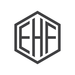 three-letter initials hexagon logo black