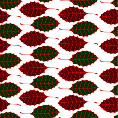 oak leaves seamless pattern in green and red colours