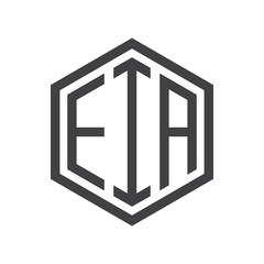 three-letter initials hexagon logo black