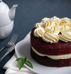 Obraz na płótnie Canvas красный торт с кремом