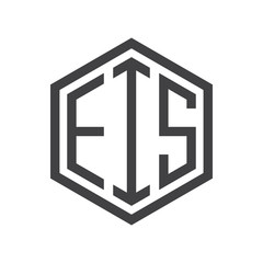 three-letter initials hexagon logo black