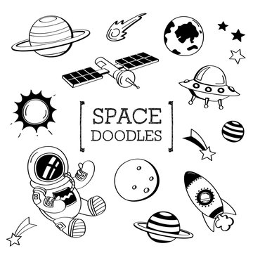 Space Doodle, Hand drawing styles of space.	