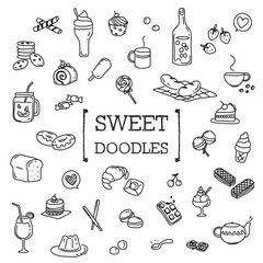 Dessert Doodle, Hand drawing styles of dessert.	