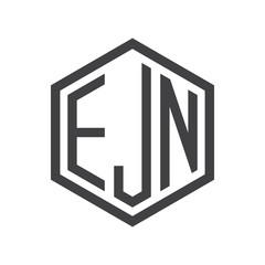 three-letter initials hexagon logo black