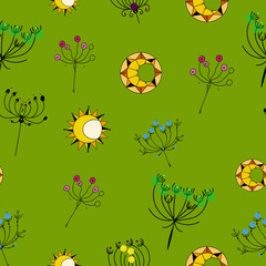 floral seamless pattern on a green background