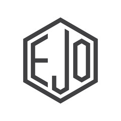 three-letter initials hexagon logo black