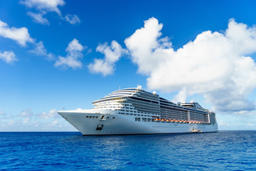 Cruise ship in crystal blue water