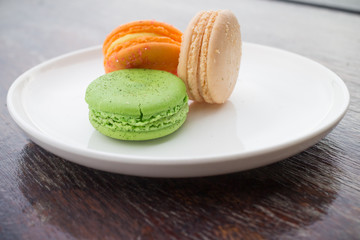 fresh macaroons in outdoor bakery house cafe