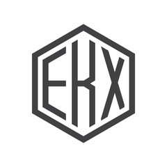 three-letter initials hexagon logo black