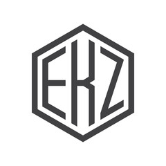 three-letter initials hexagon logo black