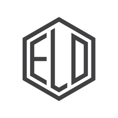 three-letter initials hexagon logo black