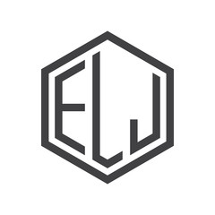 three-letter initials hexagon logo black