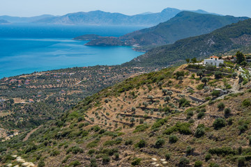 Fototapeta na wymiar View of the Island from Platanos Samos Greece