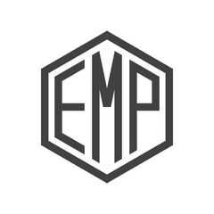 three-letter initials hexagon logo black