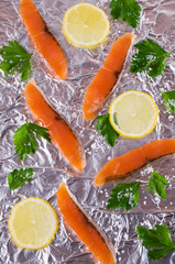 Sliced salted salmon