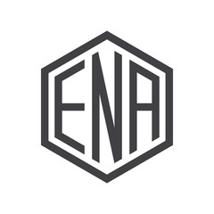 three-letter initials hexagon logo black