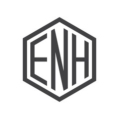 three-letter initials hexagon logo black