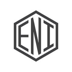 three-letter initials hexagon logo black