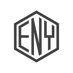 three-letter initials hexagon logo black