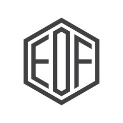 three-letter initials hexagon logo black