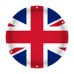 round metal flag - United Kingdom with screw holes