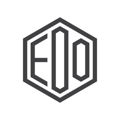 three-letter initials hexagon logo black