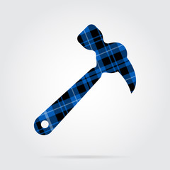 blue, black tartan isolated icon - claw hammer