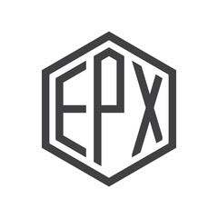three-letter initials hexagon logo black