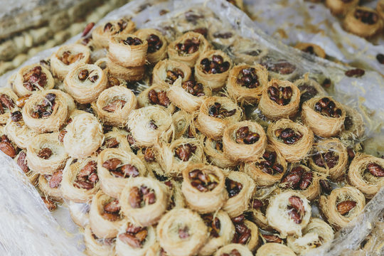 Trays of arabic baklava