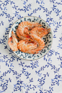 A bowl of prawns