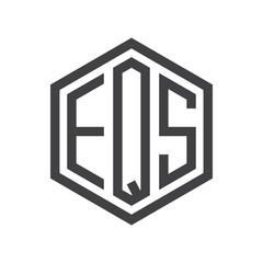 three-letter initials hexagon logo black