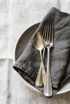 Vintage  cutlery on a napkin