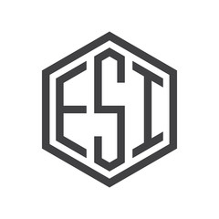 three-letter initials hexagon logo black