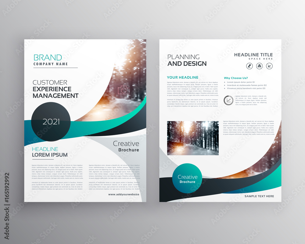 Wall mural blue wave business brochure flyer template design