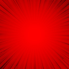 retro red comic background halftone with rays