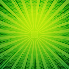 Fototapeta premium green pop art comic book style retro background with exploding rays