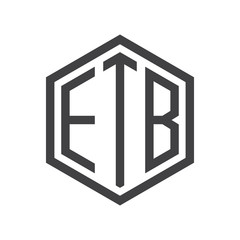 three-letter initials hexagon logo black