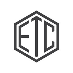three-letter initials hexagon logo black
