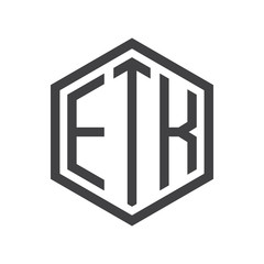 three-letter initials hexagon logo black