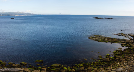 Panorama shot of the end of Muros and Noia estuary in Galicia coast