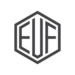 three-letter initials hexagon logo black