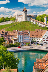 Festung Munot über Schaffhausen am Hochrhein in der Schweiz