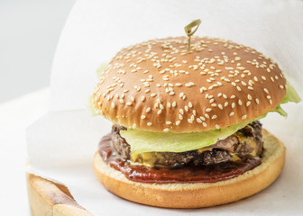 Burger with Camembert cheese