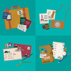 Flat vector web banners set on the theme of travel © neapneap