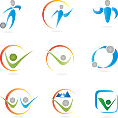 Menschen Logos Sammlung, Person in Bewegung