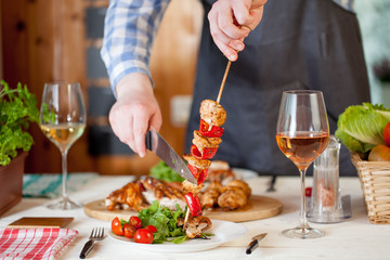 chicken dinner, bqq with salad